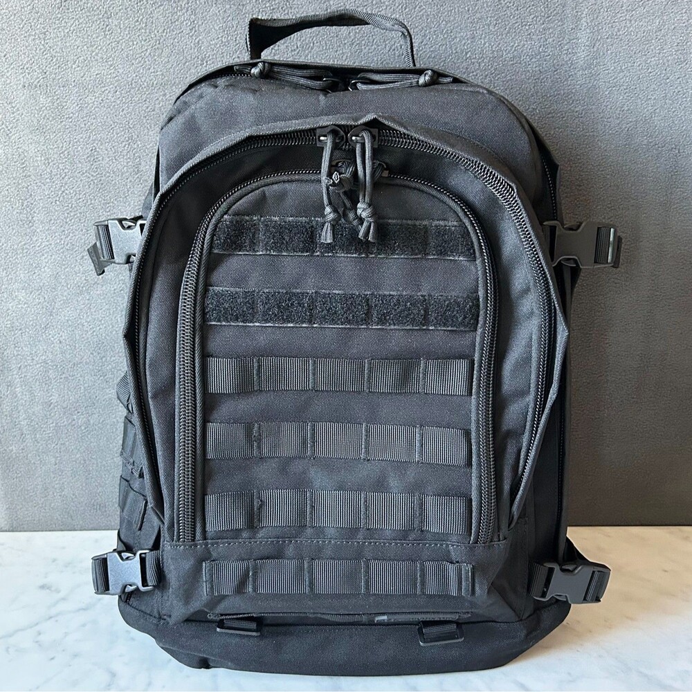 Highland Tactical Black Rumble Backpack Molle Webbing Water Resistant Pack